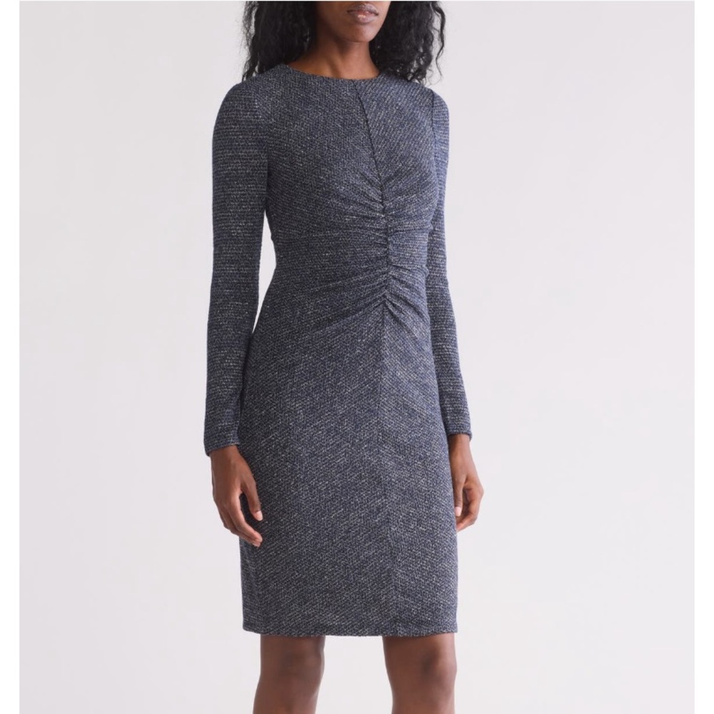 Vince Camuto Metallic Knit Long Sleeve Dress, Party, Work Navy, Size‎ 8, NWT